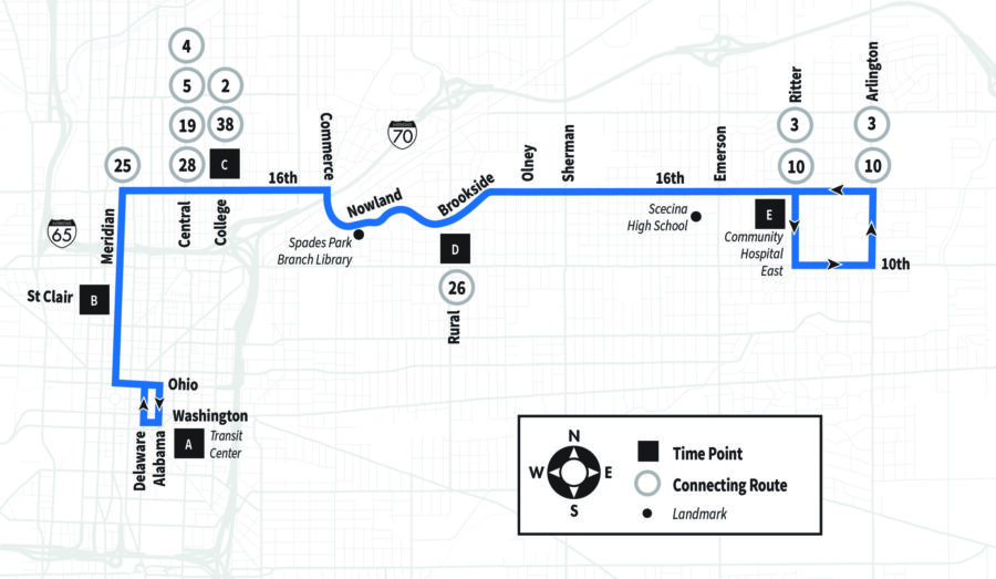 IndyGo Route 11 Map