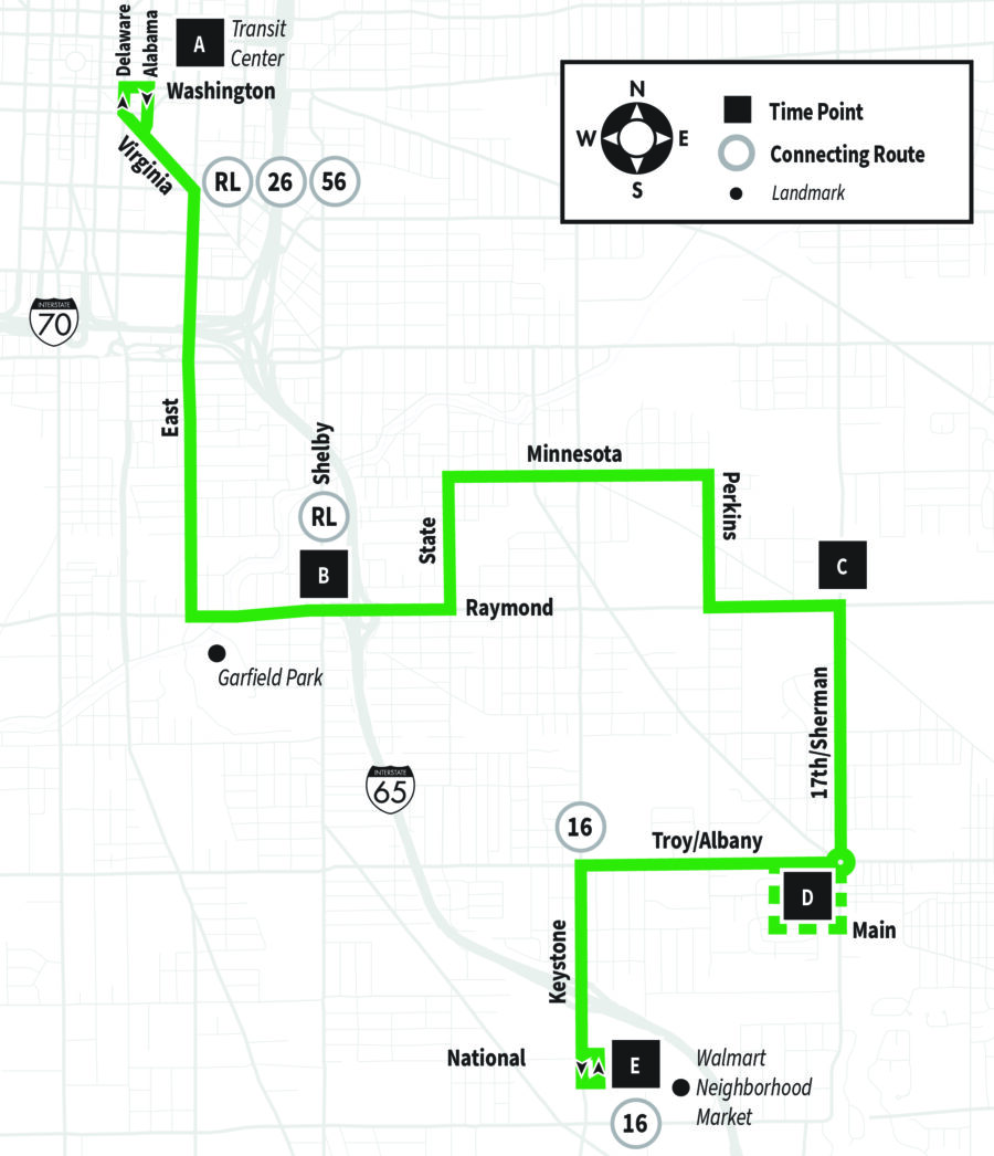 IndyGo Route 13 Map