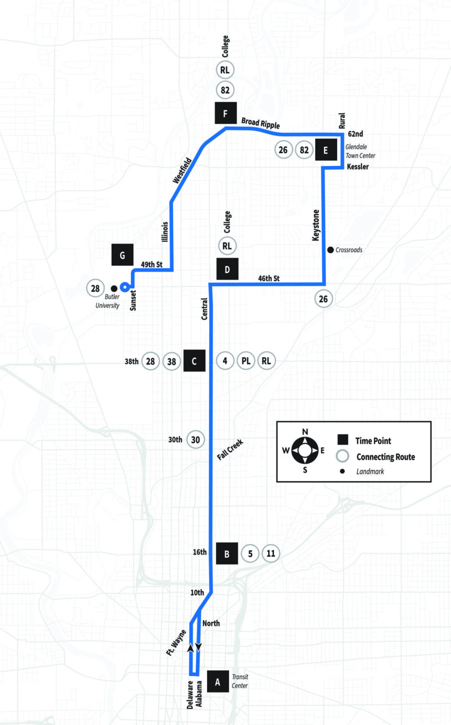 IndyGo Route 19 Map