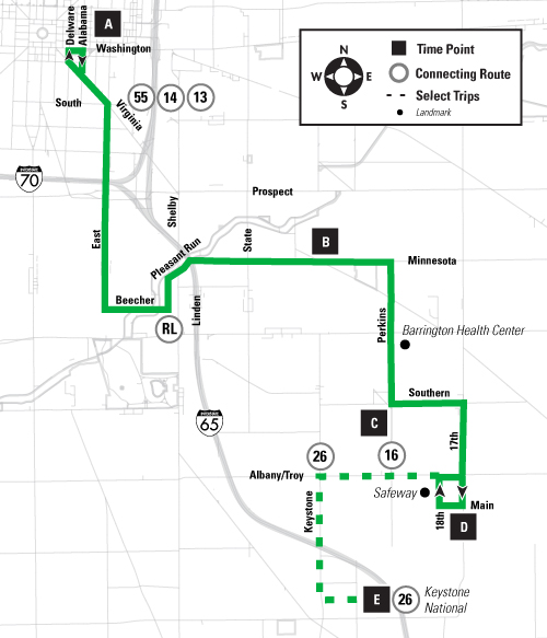 Keystone Bus Route Map 12 - Minnesota - Indygo