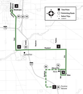 Route 13 – Raymond Street map