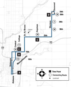 Route 5 – East 25th St Map