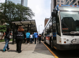 bus stop in the city