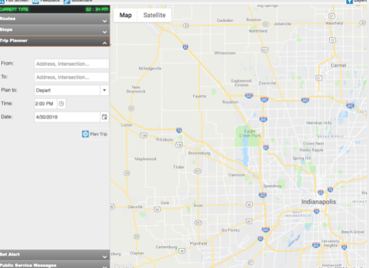 IndyGo trip planner screenshot