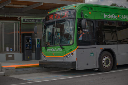 Indygo bus at bus stop