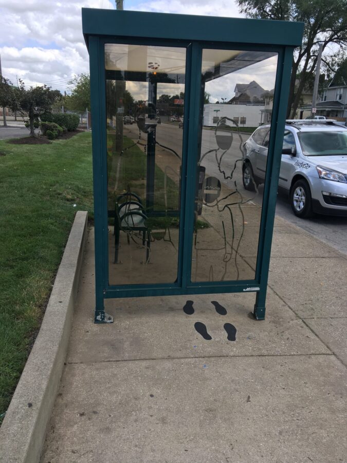 art work on bus stop