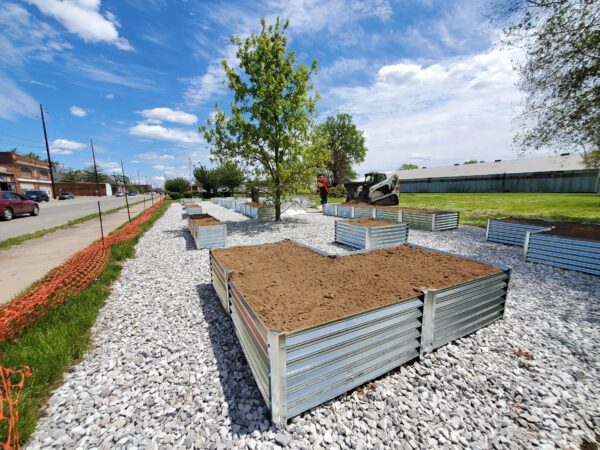 rows of soil compost