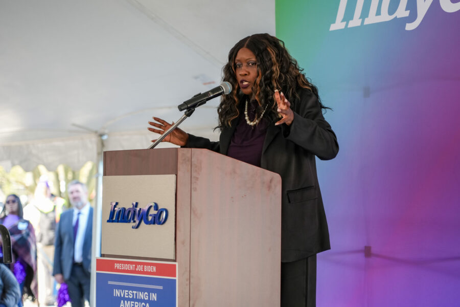 Indiana State Senator La Keisha Jackson at purple line ribbon cutting