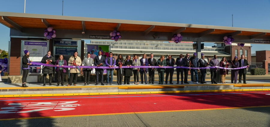 Ceremonious Purple Line ribbon cutting