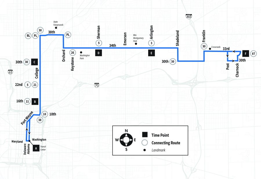 Map of Route 2 serving Alabama to Charnock