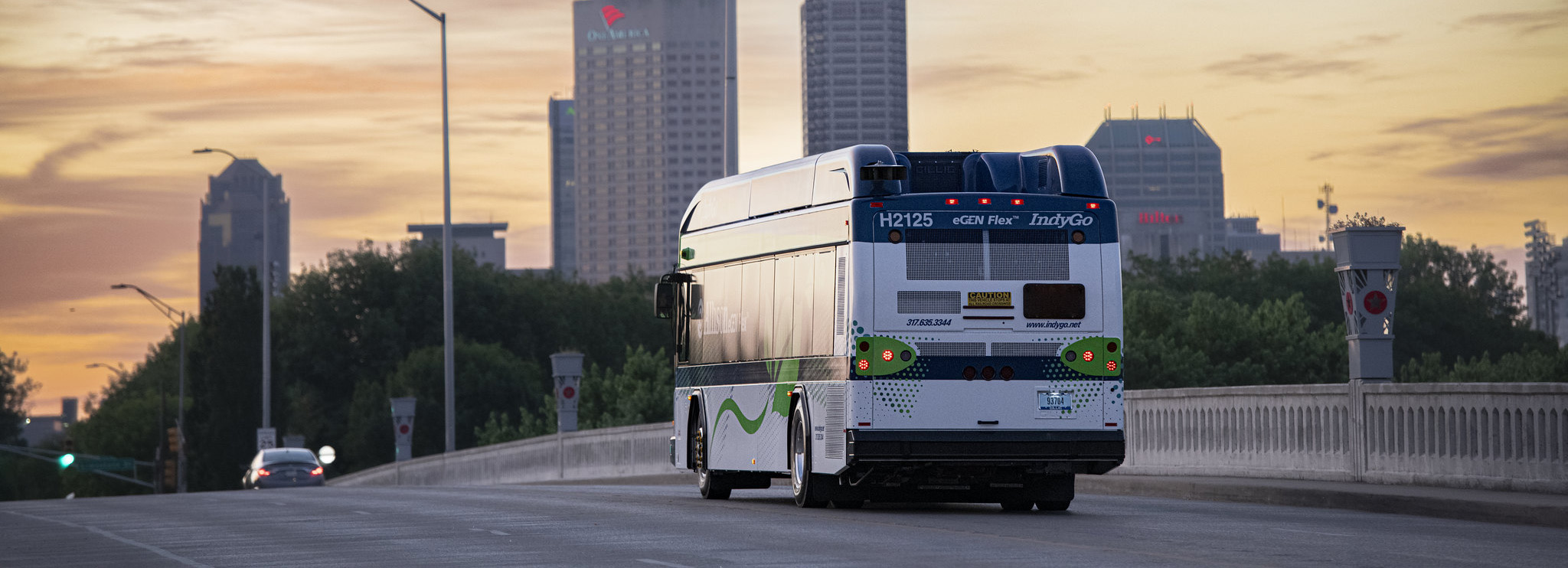 IndyGo bus driving on road