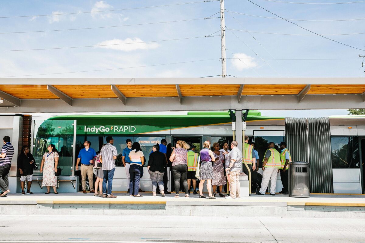 IndyGo Riders Boarding Bus