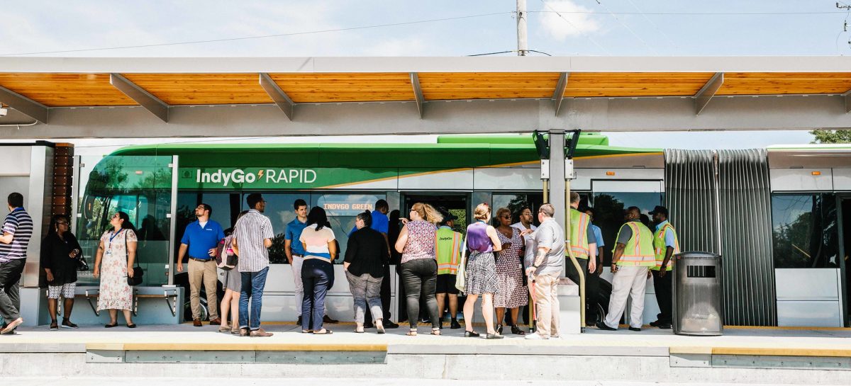 IndyGo Riders Boarding Bus
