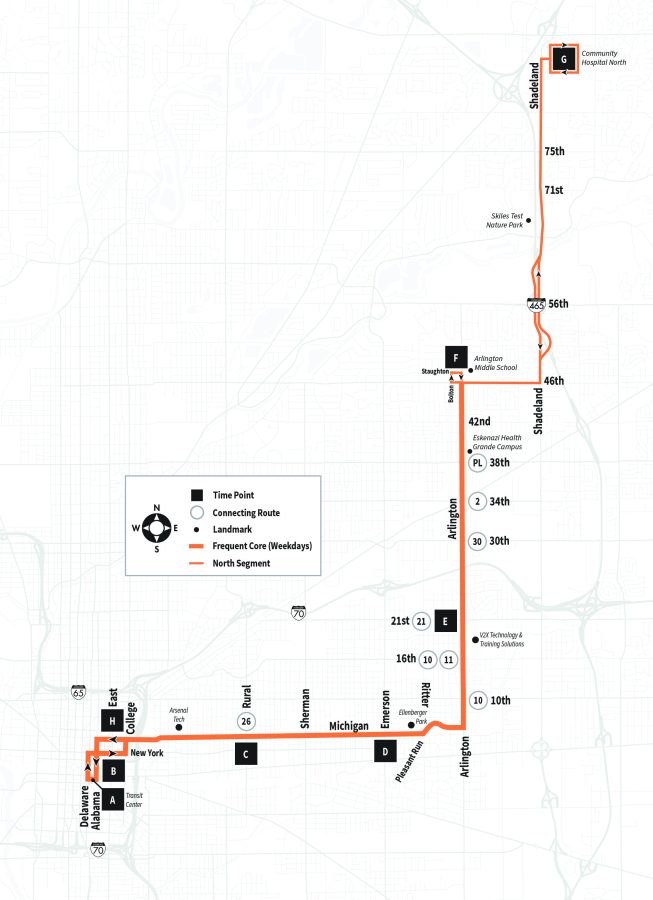 Map of Route 3 serving Carson Transit Center to Community Hospital North