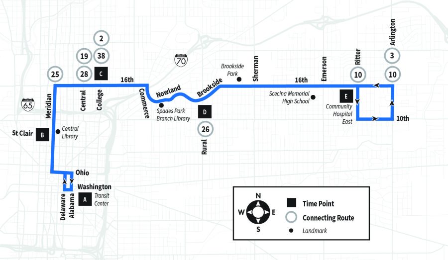 Map of Route 11 serving Alabama to Community Hospital East