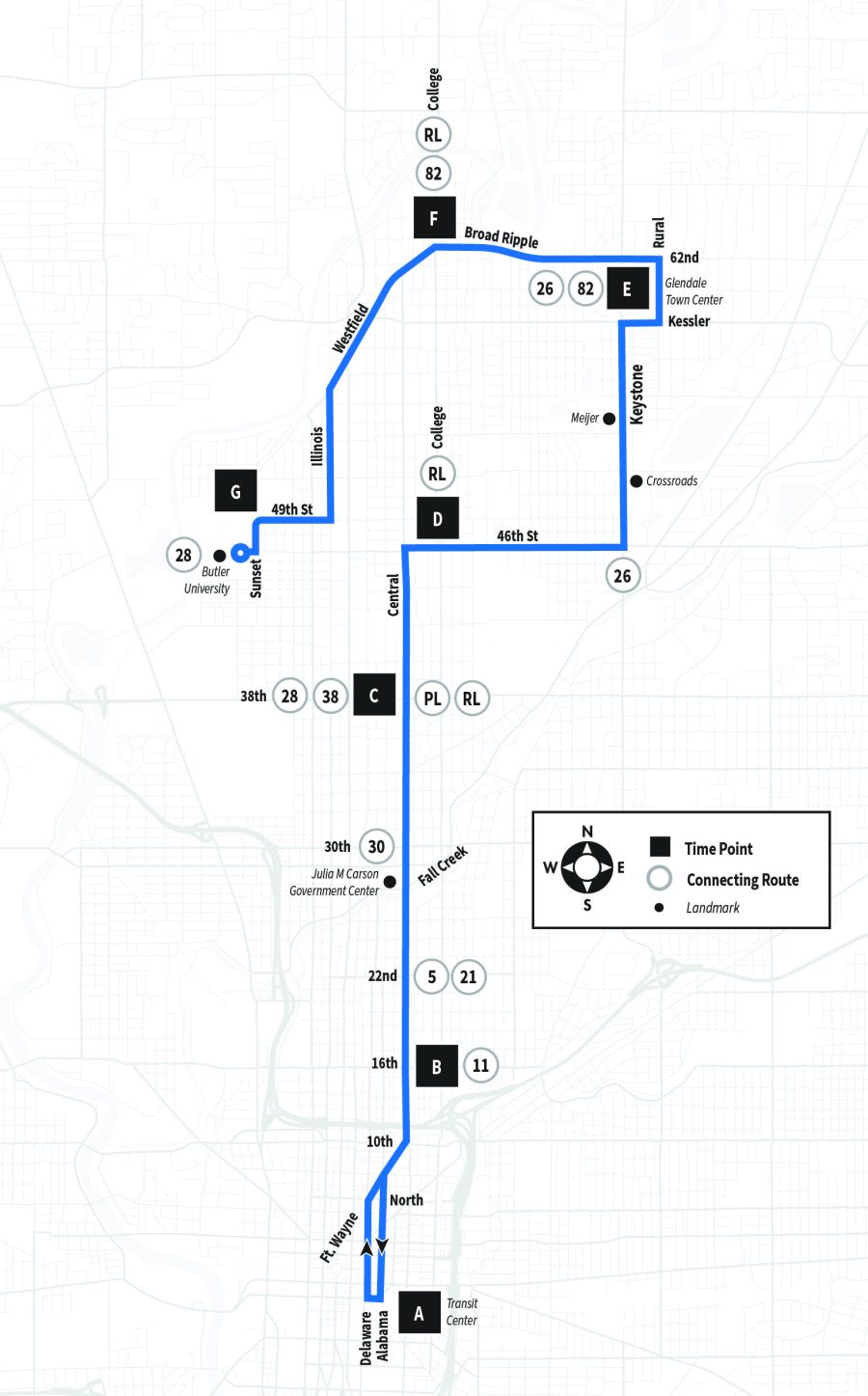 Map of Route 19 serving Alabama to Sunset