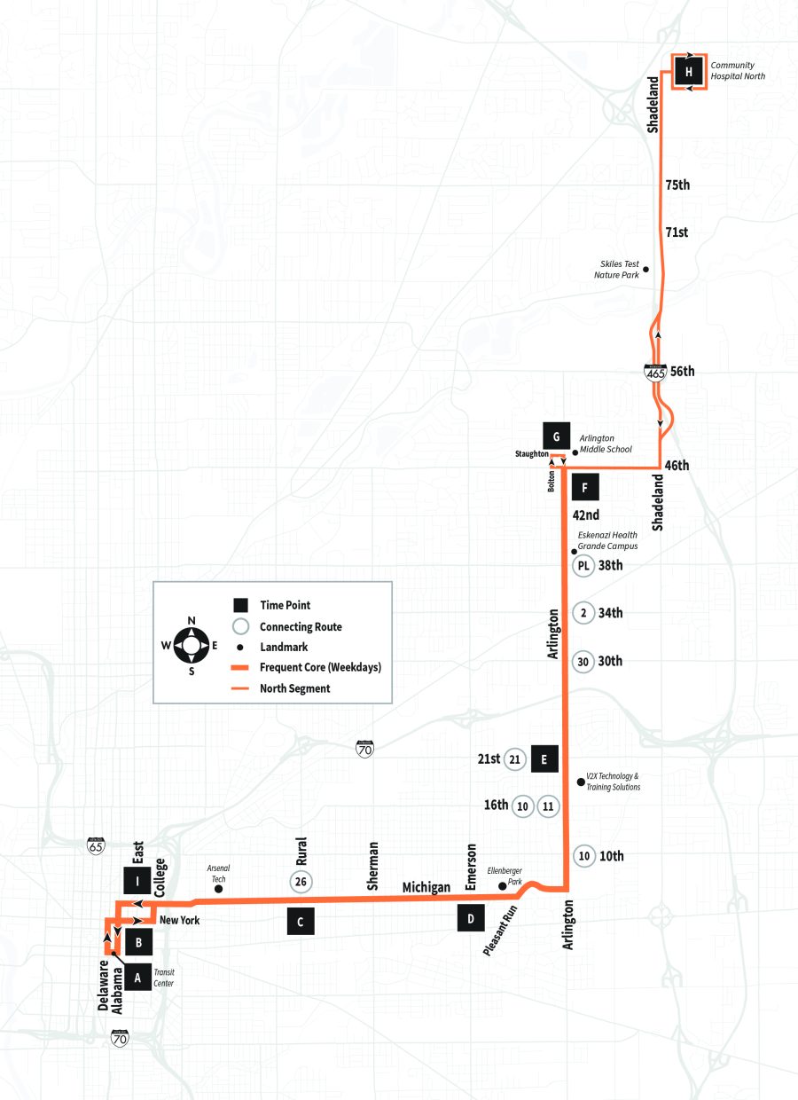 Map of Route 3 serving Carson Transit Center to Community Hospital North