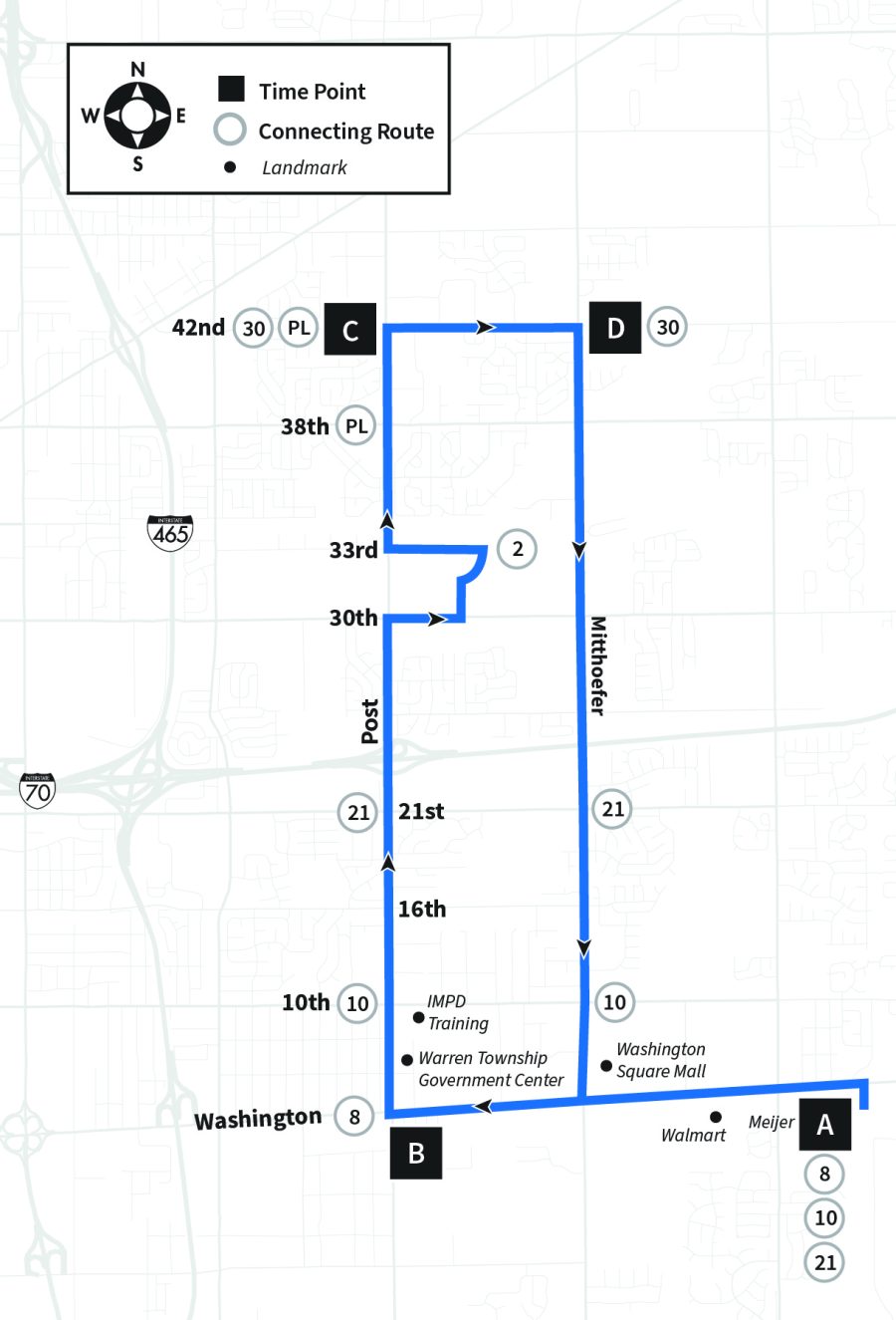 Map of Route 87 serving Meijer to 42nd Street